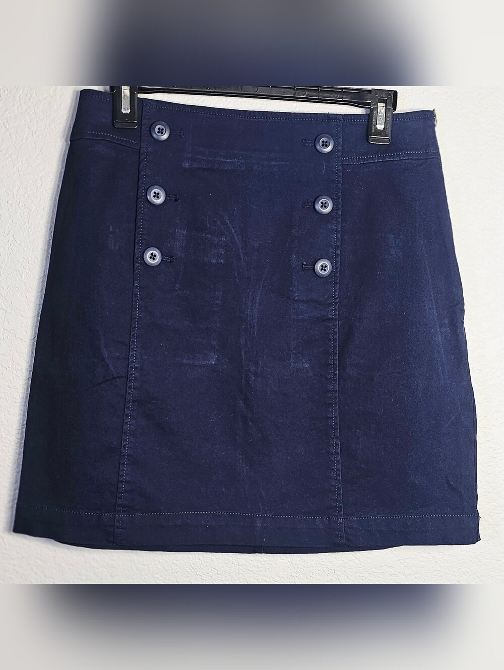 LOFT Navy Blue Faux Button Front Mini Skirt NWT Size 4